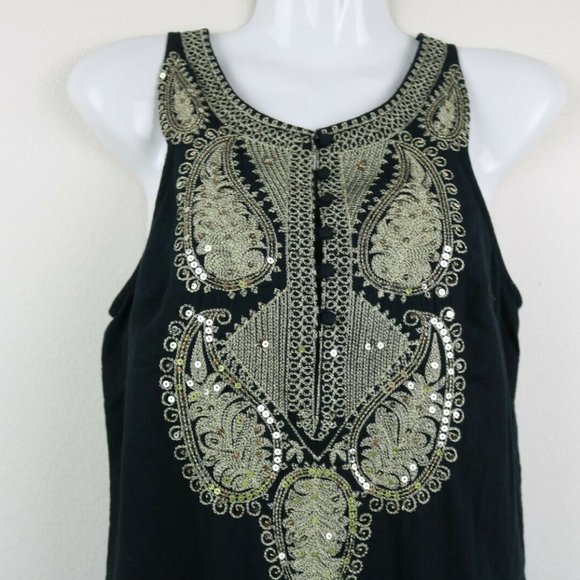 Free People Dress Sleeveless Sequins Buttons Dress - Picture 4 of 6